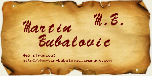 Martin Bubalović vizit kartica